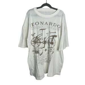 Leonardo Da Vinci Graphic Shirt Adult XL Bicycle Art Vintage 90s Single Stitch